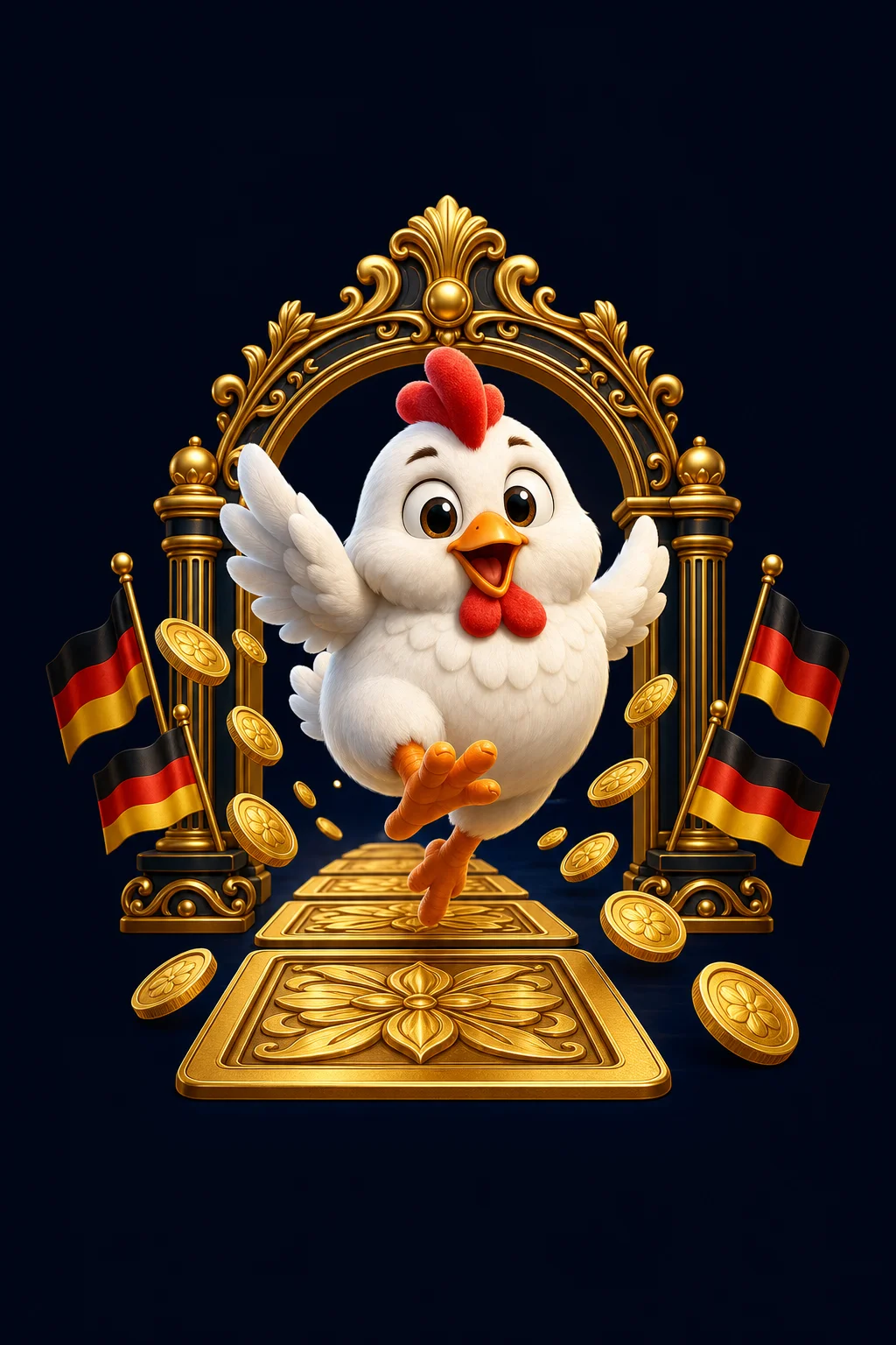 Chicken Road Gameplay Screenshot - Huhn überquert Strasse mit Multiplikator und Cash-Out-Button