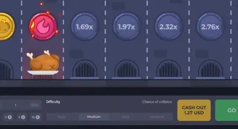 Chicken Road Screenshot 2 - verlorene Runde im Modus Medium nach Kollision